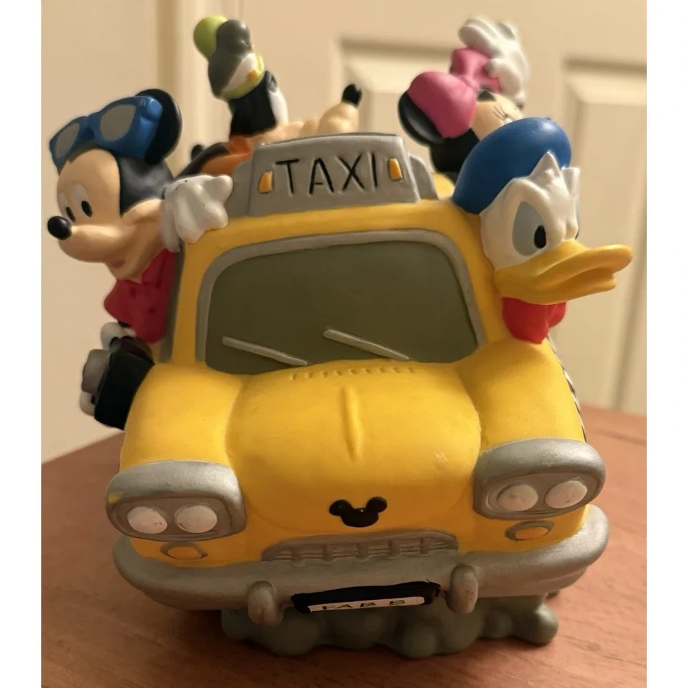 Disney Mickey Mouse & Friends Coin Piggy Bank Taxi Cab Fab 5 Five Yellow Car
